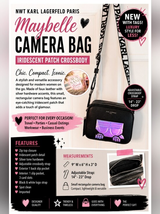Karl Lagerfeld Handbags - Karl Lagerfeld NWT Maybelle Black Camera Bag Retail$178